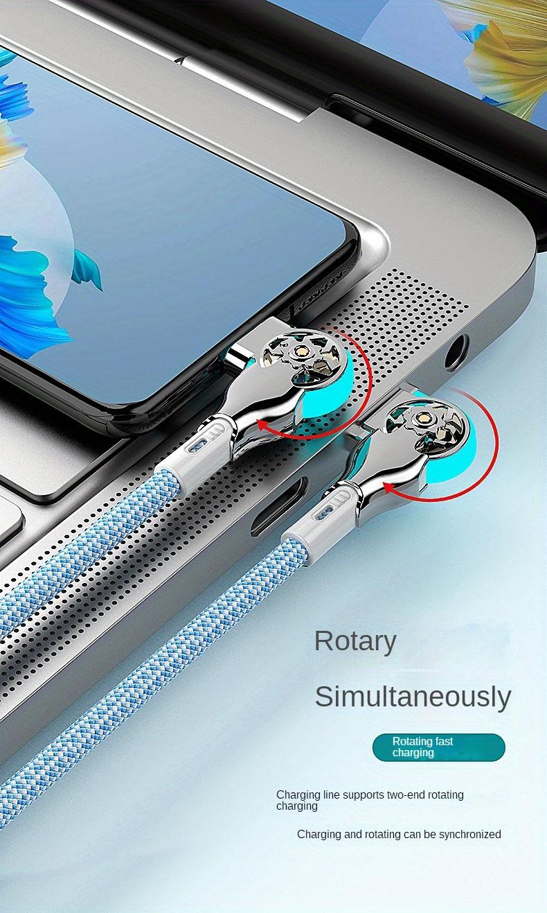 Quick Charging Type-C Data Cable with Dual Elbow Rotation for iPhone, Android, Samsung, Huawei, and More