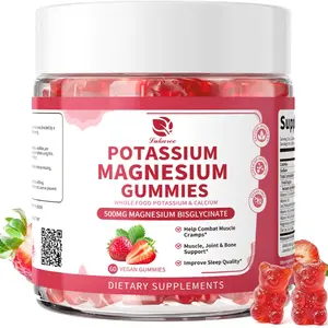 Magnesium Potassium Gummies 2 Pack Calm Sleep Support Muscle Relaxation Leg Cramps Magnesium Bisglycinate Vitamin B6 D3 K2 Calcium Vegan 60 Count