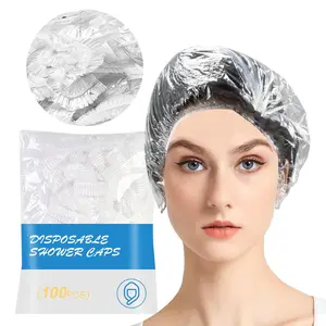 100 count Disposable Shower Cap Unisex Large Plastic Hair Caps for Women Men   Hair  Bath Cap for Long Hair Travel Essentials