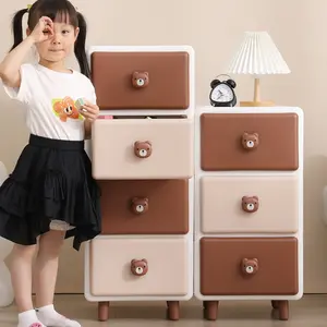 Kids Cartoon Drawer Storage Cabinet, Large Capacity Toy Organizer, Cute Bear Design, Playroom & Bedroom Use, Must-Have for Kids’ Clutter-Free Storage