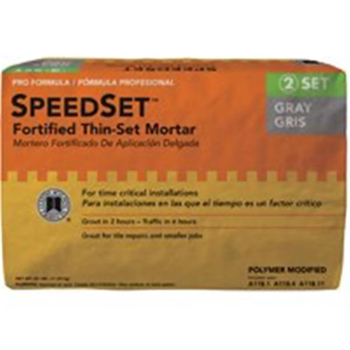 Custom Building Products SDS25 Gray Polymer-Modified Speedset Cement Thinset Mortar, 25 lbs, MoldGard Tech (Resists Mold & Mildew Growth), Ideal for Mosaic/Quarry Tiles, 11.5x13.25x3.25 in, Suitable for Restaurants, Hotel Lobbies, Malls
