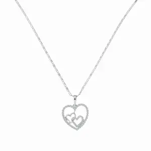 Silver interlock heart necklace women elegant