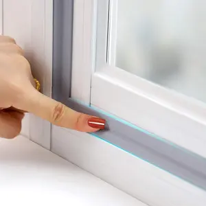 MOPMS Draft Stopper Sweep, Door Weatherproofing Stripping, Window Seal Strip Self-Adhisive Soundproof Cuttable Weather Length 6.56Ft - Grey