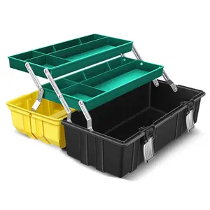 OUDISI 3-Layer Folding Tool Box, Multi-functional Use Hardware Organizer for Electricians, Household Maintenance