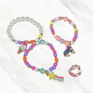 Kids DIY Bracelet Making Kit - 123-Piece Colorful Beads & Charms Creative Craft Gift Jewelry Artistic for Children's Hands-On Skills