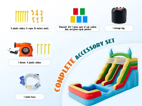 ALBOTT Castle Theme Multi-Play 420d+840d Fabric Soft Pastel Inflatable Water Slide Bounce House (7 Sizes) - Kids Sports Outdoor Jumper with Jumping Area, Climbing Wall, Splash Pool, Water Gun, Air Blower for Ages 3-12,[TikTokShopFallDealsForYou]