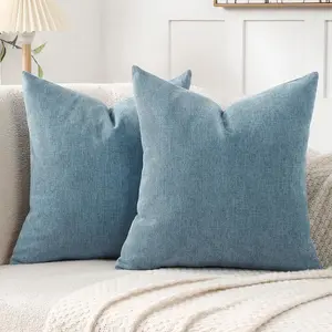 20x20 Inch Decorative Throw Pillow Covers, Pack of 2 Cozy Pillow Soft Farmhouse Square Cushion Covers for Sofa Couch Bed Living Room Home Decor, Dusty Blue
