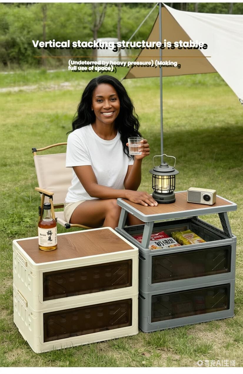 Foldable Camping Storage Box with Table Top – Car Trunk Organizer Large Capacity Outdoor Storage Bin