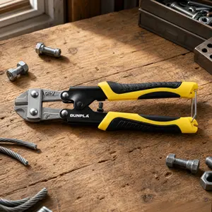 Gunpla 8-Inch Cr-V Steel Mini Cable & Wire Cutter, Heavy Duty Spring-Loaded Snips with Non-Slip Rubber Grip for Cutting Chains, Fences, and Small Metal Wires