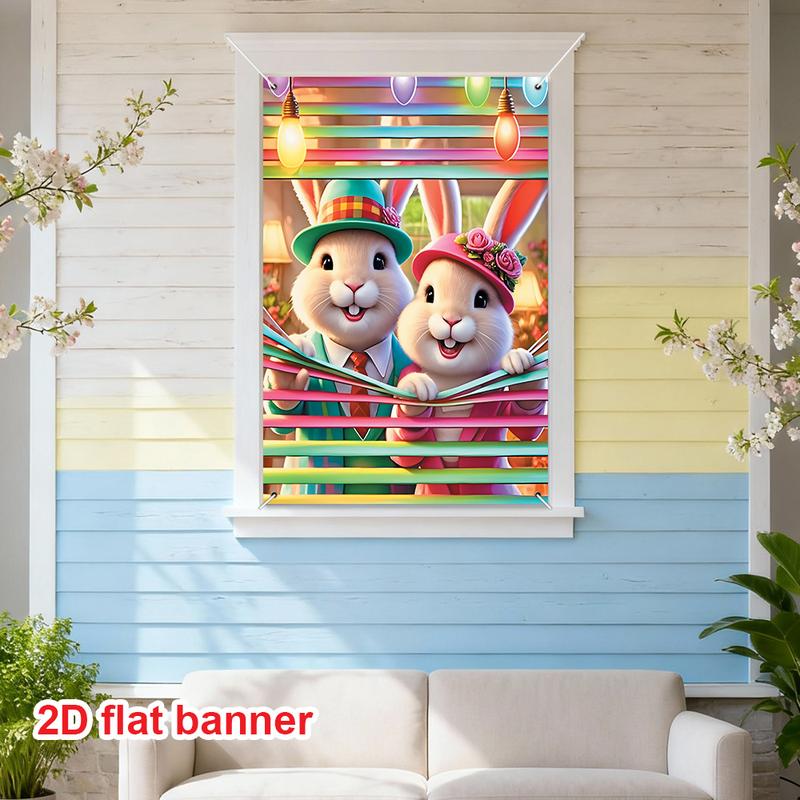 1pc, Easter Decorative Window and Door Cover - Happy Easter Decorative Flag, suitable for indoor/outdoor Spring Easter holiday decoration, for home, garden and courtyard