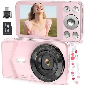 Digital Camera, Autofocus 48MP 4K Camera for Photography with 32GB Card, Portable Compact Point and Shoot Digital Camera for Teens Adult Beginner  with Metal Shell, 2000 mAh