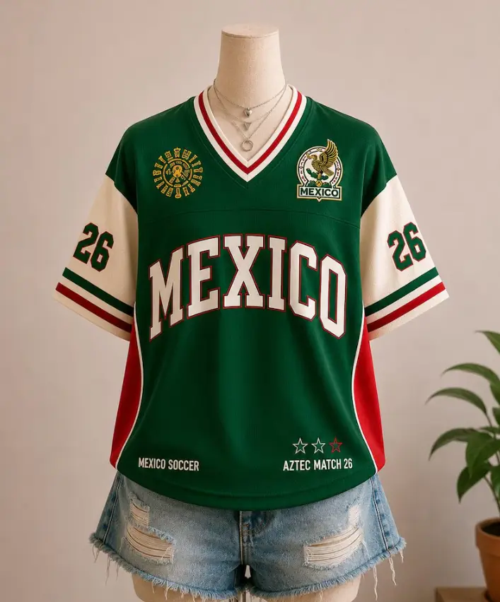Mexico Soccer Jersey, Retro Mexico Football Shirt, Custom Name Number Fan Jersey