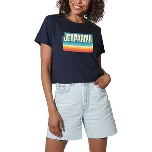 Vintage Jeopardy Women's Crop Top T Shirt, Navy