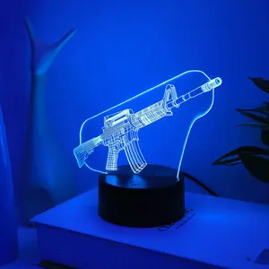 3D Weapon Design Night Light, USB Powered 3D Colorful LED Night Light, Touch Control Color Changing Ambient Light For Bedroom Room Decor, Indoor Decorative Light