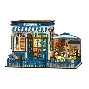 Santorini Sun Coffee Shop DIY Book Nook Kit with LED Light