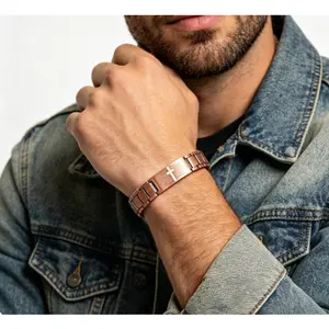99.99% pure copper men's and women's magnetic therapy bracelet, 3 times super strong 3500 Gaussium magnet, eliminate static electricity, magnetic field treatment