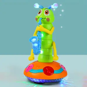 Electric Caterpillar Saxophone Musical Toy - Vibrant LED Lights, Vibrant Display, Unisex PVC Free, Suitable for Ages 3-4 Years, Vibrant Design