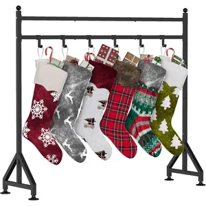 Freestanding Christmas Stocking Holder Stand for Floor, Heavy Duty Christmas Stocking Stand with 8 Hook, Metal Holiday Decor Hanger Display for Home, Floor, Living Room