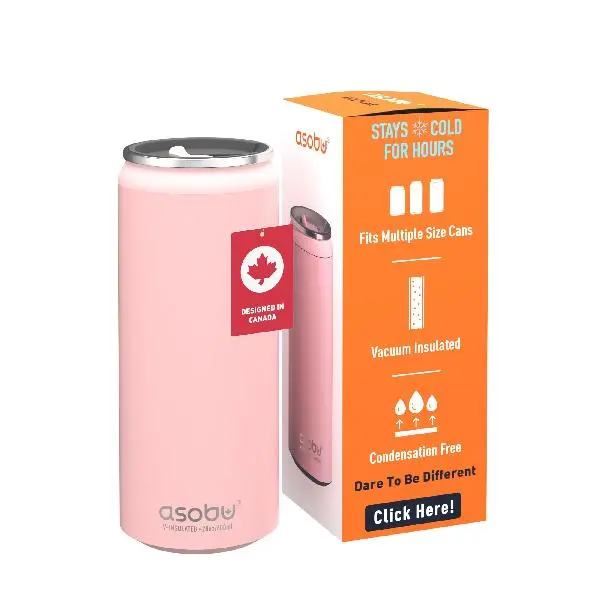 Asobu Multi Can Cooler Insulated Sleeve fits for Slim and Standard 12 Oz and 16 Oz Hard Seltzer, Soda, Beer or Energy Drinks and all standard size Beer Bottles (Pink)