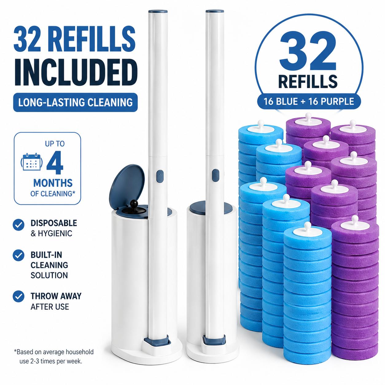 Disposable Toilet Brush Set – Toilet Bowl Cleaner with Holder & Refills for Deep Cleaning & Hygienic Bathroom Care