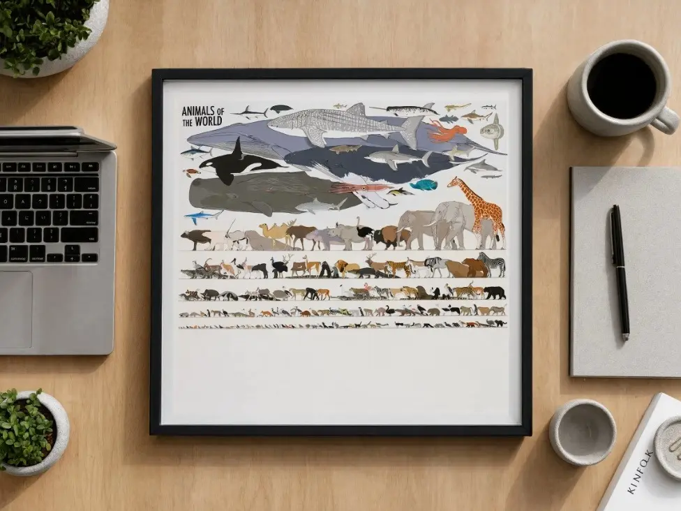 World Animals Poster Kids Learning Wall Art Educational Classroom Decor Print