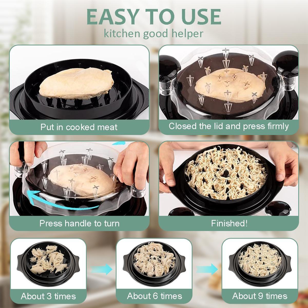 2026 Easter Gift, Large Chicken Shredder Tool with Transparent Lid, Ergonomic Anti-Slip Handle, BPA-Free, Dishwasher Safe, Fast & Easy Meat Shredder for Family Cooking, Tacos, Sandwiches & Meal Prep