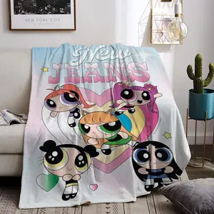 powerpuff girls Throw Flannel All Weather Blanket Kneeling Blankets Fluffy Warm Winter Blanket Blankets on Offer Home Knee Throw Wearing Microfiber