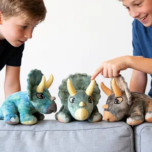 Classic Triceratops Plush Toy, Realistic Adorable Dinosaur Stuffed Animal, Soft Huggable Pillow Companion, Perfect Surprise Gift for Dinosaur Lovers, Kids, Friends & Family, Ideal for Children's Day