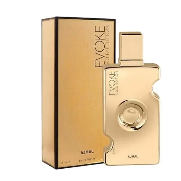 Ajmal Evoke Gold Eau de Parfum for Women, 2.5 Fl oz / 75 ml, Floral Woody Musky Elegant Fragrance, Long Lasting Women’s Perfume, Made in Dubai