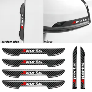 6-Pack Car Carbon Fiber Bumper Stickers, Door Edge Protection Decals, Rearview Mirror Anti-Collision Pads, Automotive Decoration Accessories