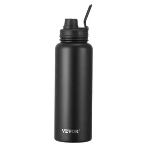 40 oz Insulated Water Bottle Stainless Steel with Wide Mouth Lid Black/Blue, Upright type/Portable type