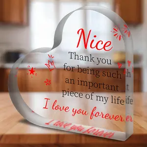 Acrylic Heart Shaped Ornament, Creative Engraved Acrylic Unique Auntie Gifts, Desktop Decorations for Home Living Room Bedroom, Gift for Niece