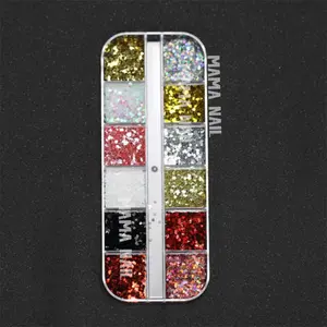 12-Color Mini Heart Shaped Glitter Sequins, Sparkle Nail Flakes for Nail Art, Phone Case DIY & More