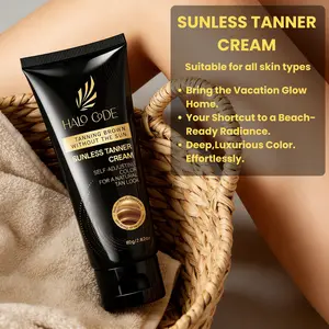 Halo Code Sunless Tanner Cream Golden Natural Looking Bronzed Safe Hydrating Tanning Glow Vegan Cruelty Free Moisturizer Self Tanning Tan Golden Hour Hydrating Self Tanner Set Bronzing Lotion