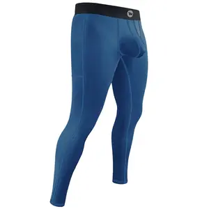 Nylon 28in Leggings ABCD Pouch 1pk Blue running Tights thermal Base Layer long johns Jeggings