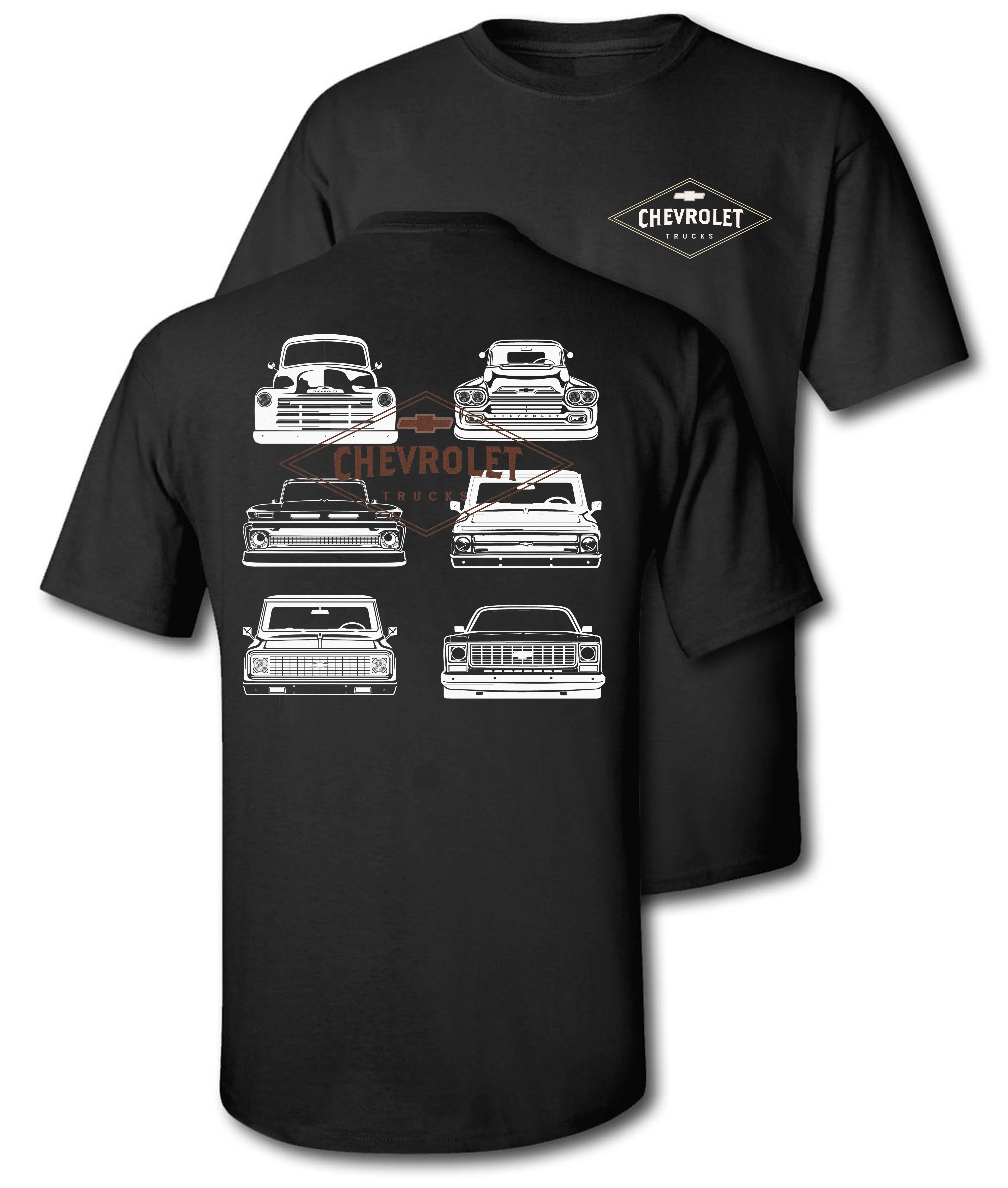 Chevrolet Vintage Classic Chevy Trucks Cotton T-Shirt Heather Rust Short Sleeve Crewneck Casual Graphic Top for Fans Menswear Polyester Streetwear Bik