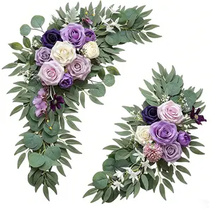 Realistic Rose Wedding Arch Floral Set, European Style Wall Door Decor, Garden Party Background, Artificial Flower Arrangement
