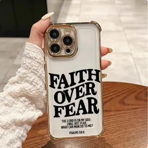 Steadfast Faith Conquers Fear Four-corner Thickened Mobile Phone Case for iPhone 17 Air 16 15 14 13 12 11 Pro Max Plus border Electroplating with counter-fall Safety Cushion 2D printing