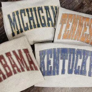 Distressed Varsity College Sweatshirt, Color Ash Grey Unisex Classic Cotton, Vintage Graphic Sweatshirt, Unisex Sweatshirt, For Men And Women, Football Fan Gift