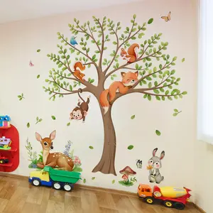 Cartoon Animal Pattern Wall Sticker, 6 Counts/set Self Adhesive Wall Decal, Wall Art Decorative Sticker for Home Living Room Bedroom, Ornaments, Art Stickers