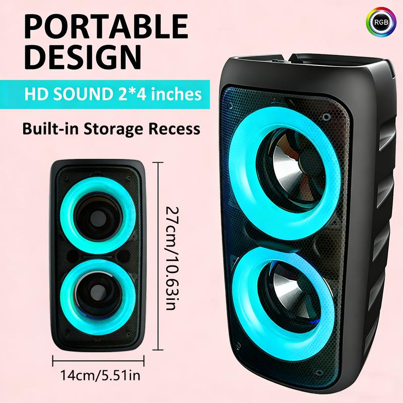Portable Outdoor   High-Power Subwoofer RGB Atmospheric Lighting Effects Supports , USB, MIC, AUX, TWS Versatile for Indoor/Outdoor Settings Ideal for Camping, Gatherings, Family Parties,  Perfect Holiday Gift Audio Wireless Bluetooth Speaker