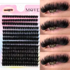 280 clusters of 8-16mm 3D effect single cluster false eyelashes, D-curled design cat's eye false eyelashes, suitable for DIY eyelash extensions, curly, fluffy and smoky DIY false eyelashes, Cosmetic False Lashes, Individual False Eyelash