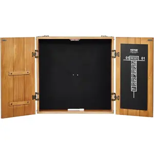 VEVOR Dart Board Cabinet Set, Multiple Styles Ready-to-Play Bundle Official Size, Steel Tip Dart Hideaway Cabinet, Features Easy Assembly, Complete with All Accessories, Perfect for Cricket GamesVEVOR Super Brand Day