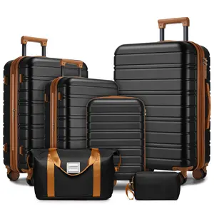 6-piece hard expandable luggage set, 18/20/24/28 inches to meet boarding and check-in needs, 360° rotating wheel design, scratch resistant and pressure resistant shell, lightweight and durable, fully equipped for family travel and business travel