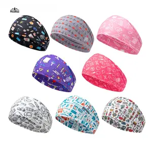 Women's Dance Sports Headband - Wide Elastic, Medical Button Anti-Pressure, Retro Printed, Sweat-Wicking for Outdoor & Daily Use,summerwins