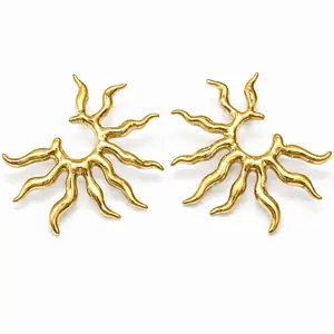 Maite Jewelry                                                Gold Sunburst Earrings - Unique Branch Design for Women's Fashion Accessories