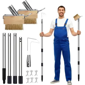 Crack Weeder, Stainless Steel Manual Crevice Weeding Tool, 63" Long Handle Moss Remover Tool, Weed Puller for Sidewalk Paver Deck Boards, Gardening Tool for Removing Grass and Weeds from Deck Garden