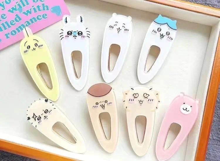 New Chiikawa Jiikawa Acrylic Hairpin Xiaoba Usachijiyi Flying Squirrel Chestnut Head Cute Cartoon Duckbill Clip Student Girl