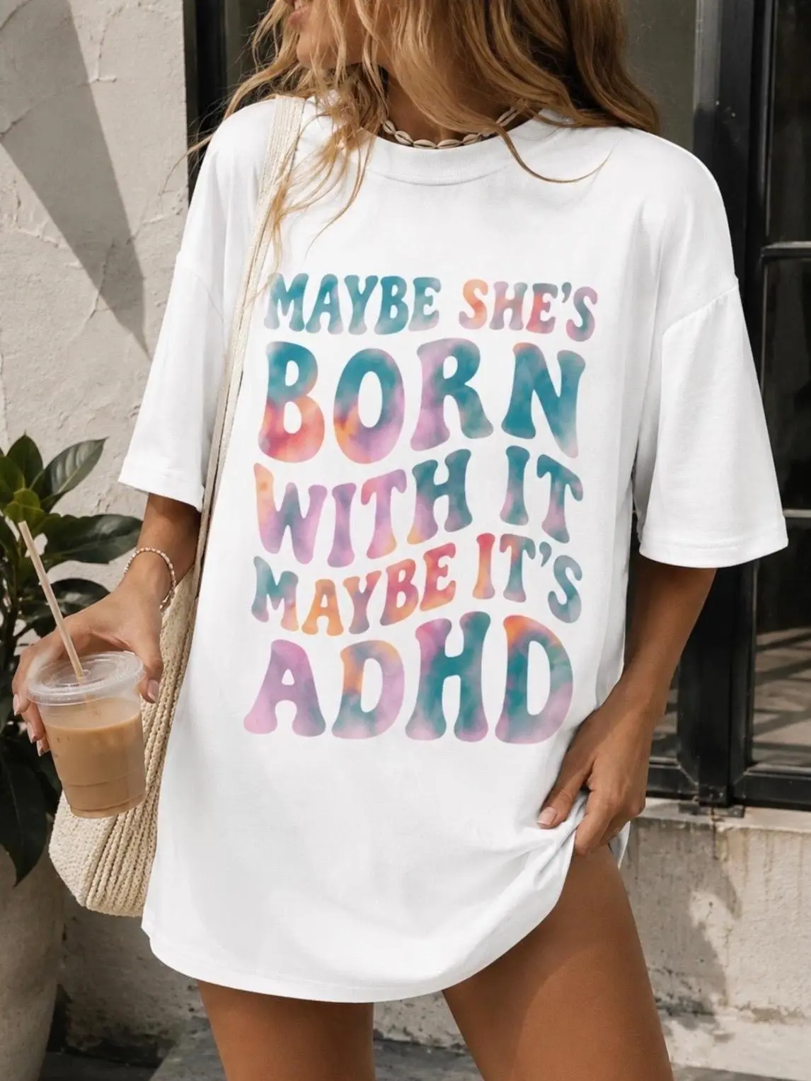 Organic MAYBE IT'S ADHD Cotton Tee, Cute Neurodivergent Graphic T-Shirt, Women's Fashion, Mental Health Awareness Shirt, Eco-Friendly Tshirt, Sustainable Top, Unisex Fit [GOTS + OCS Certified]