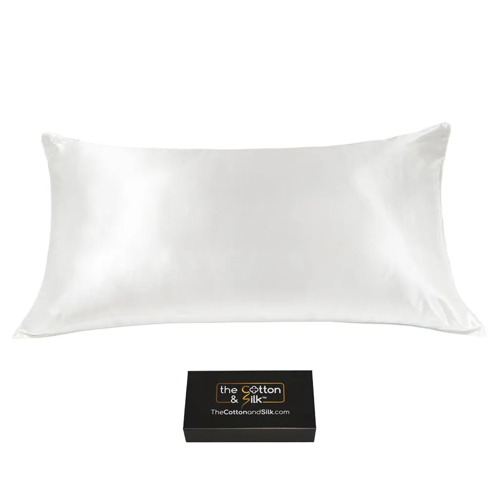 King-size Luxurious 22 Momme Mulberry Silk Pillowcase, White